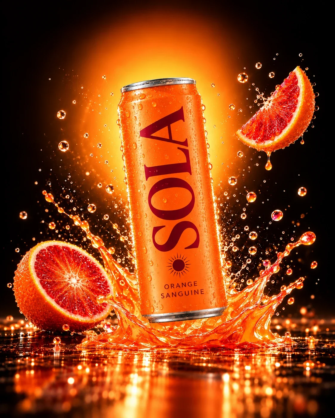 Canette SOLA Orange sanguine avec une demi-orange